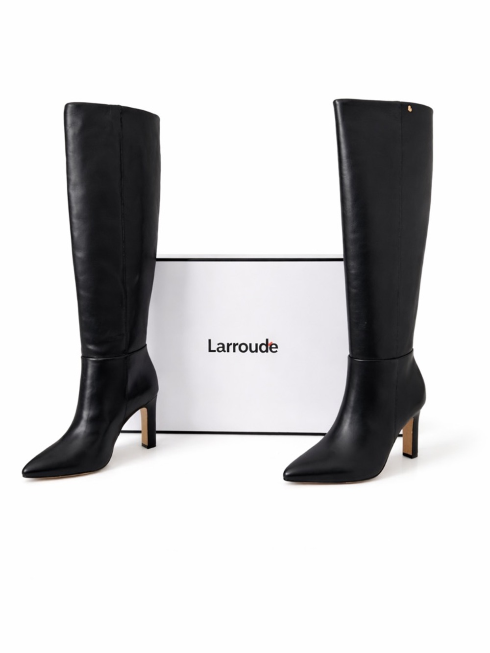 Larroude Cindy Hi Boot In Black Leather NWT - Picture 10 of 15